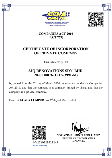 Certificate of Incorporation